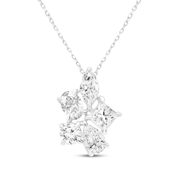 Lab-Created Diamonds by KAY Marquise, Oval, Princess, Round & Pear-Shaped Cluster Necklace 1 ct tw 14K White Gold 18&quot;