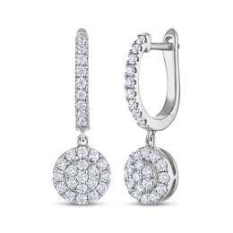 THE LEO Diamond Multi-Stone Hoop Dangle Earrings 5/8 ct tw 14K White Gold