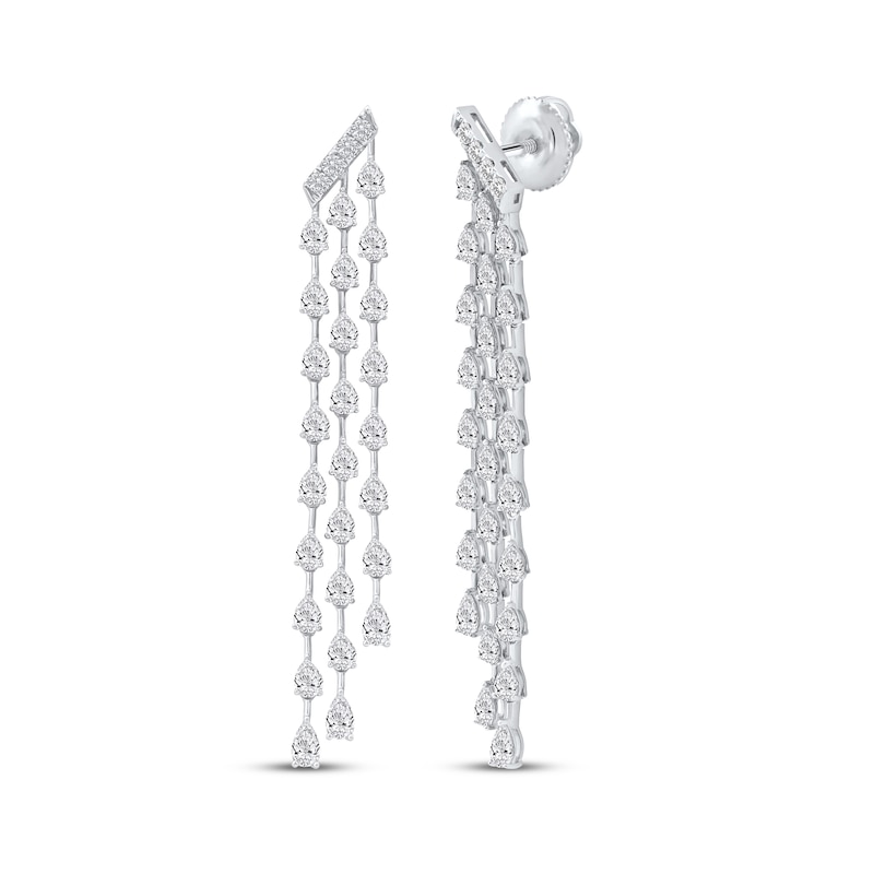 Main Image 1 of Pear-Shaped Diamond Staggered Three-Row Drop Earrings 6 ct tw 14K White Gold