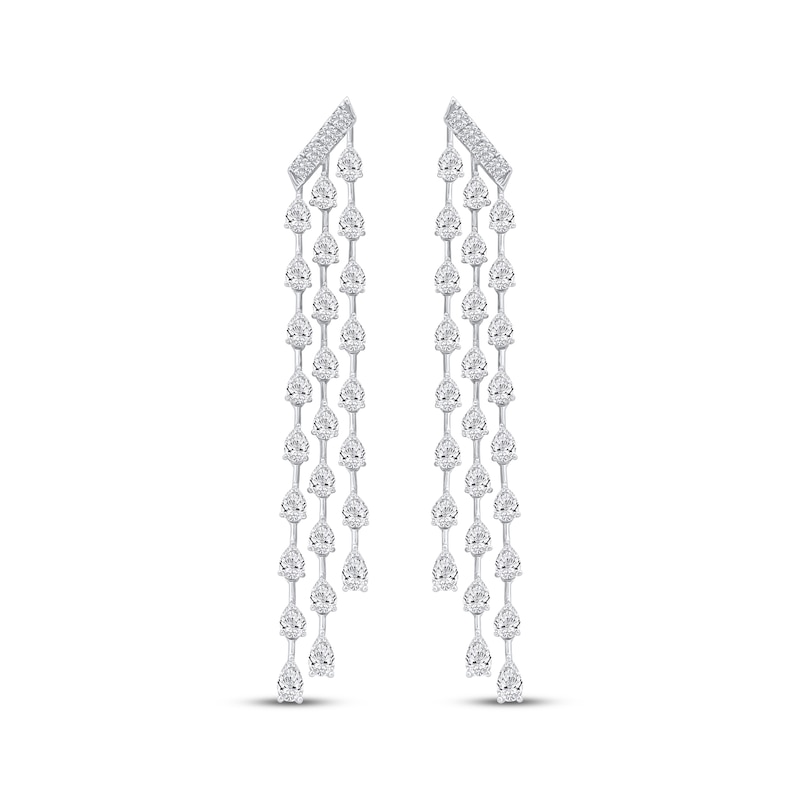 Main Image 2 of Pear-Shaped Diamond Staggered Three-Row Drop Earrings 6 ct tw 14K White Gold