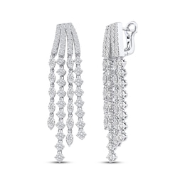 Marquise & Round-Cut Diamond Staggered Four-Row Drop Earrings 7 ct tw 14K White Gold