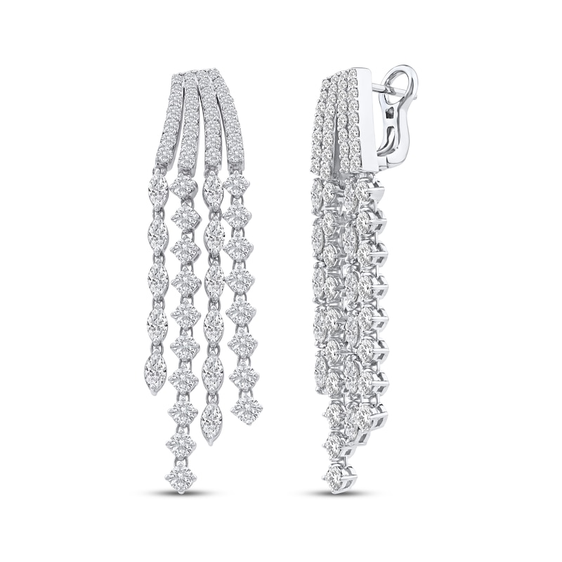 Main Image 1 of Marquise & Round-Cut Diamond Staggered Four-Row Drop Earrings 7 ct tw 14K White Gold