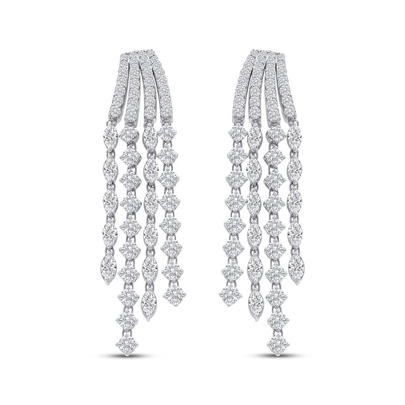 Main Image 2 of Marquise & Round-Cut Diamond Staggered Four-Row Drop Earrings 7 ct tw 14K White Gold