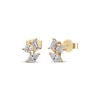 Thumbnail Image 1 of Marquise, Baguette & Round-Cut Diamond Cluster Stud Earrings 3/8 ct tw 10K Yellow Gold