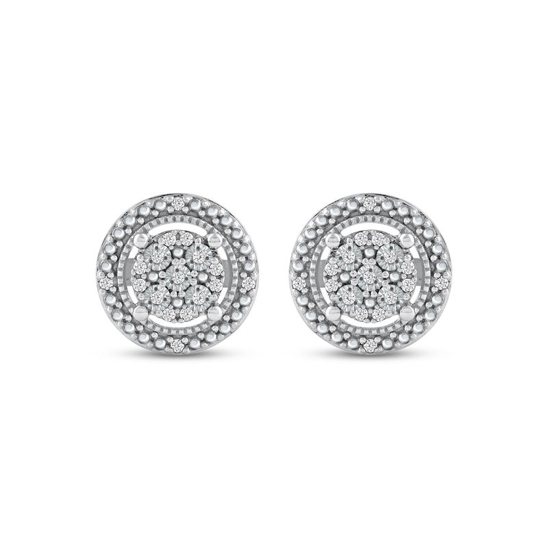 Main Image 2 of Multi-Diamond Halo Stud Earrings 1/10 ct tw Sterling Silver