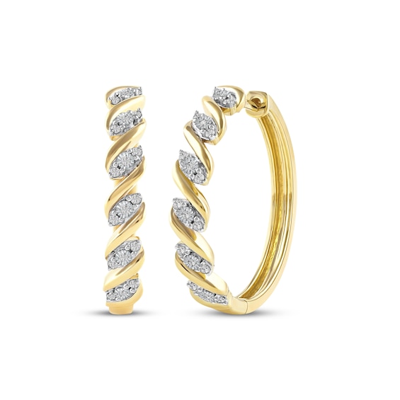 Diamond Twist Hoop Earrings 1/4 ct tw 10K Yellow Gold