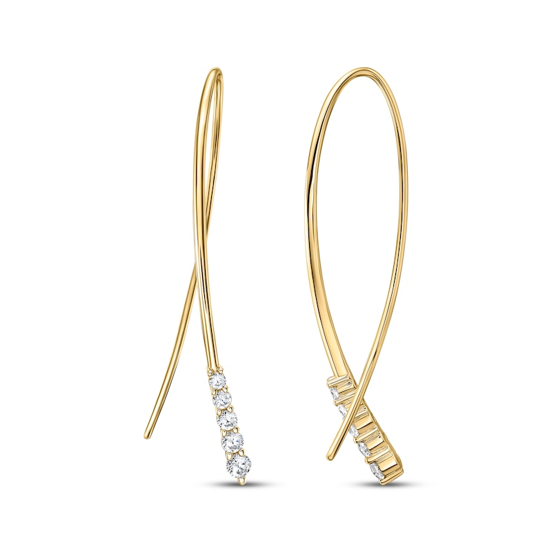 Main Image 1 of Diamond Threader Earrings 1/2 ct tw 10K Yellow Gold