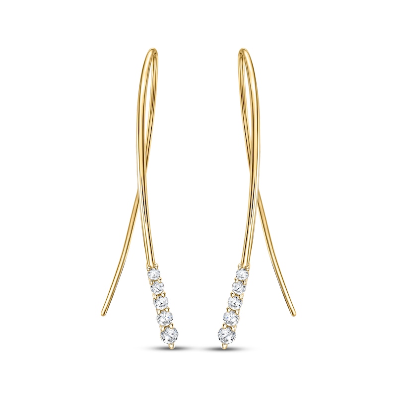 Main Image 2 of Diamond Threader Earrings 1/2 ct tw 10K Yellow Gold