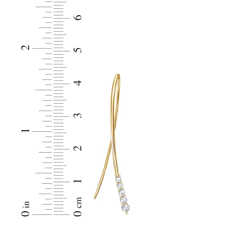 Main Image 4 of Diamond Threader Earrings 1/2 ct tw 10K Yellow Gold