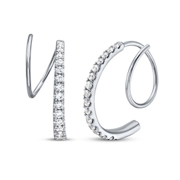 Diamond Huggie J-Hoop Earrings 1/3 ct tw 10K White Gold
