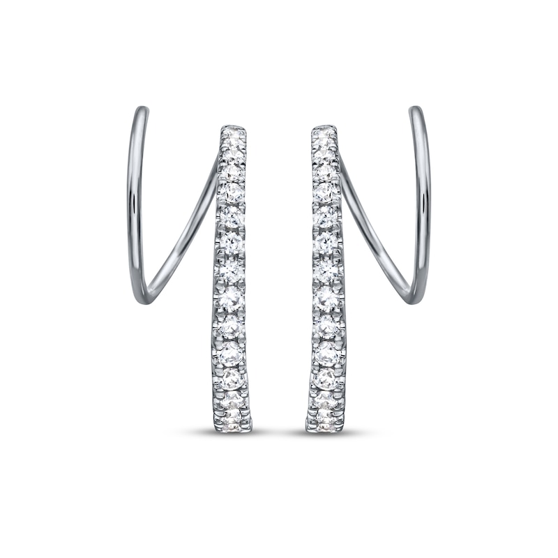 Main Image 2 of Diamond Huggie J-Hoop Earrings 1/3 ct tw 10K White Gold