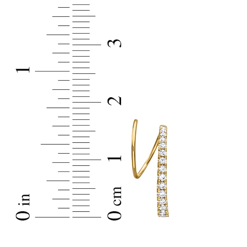 Main Image 5 of Diamond Huggie J-Hoop Earrings 1/3 ct tw 10K Yellow Gold