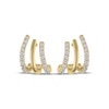 Thumbnail Image 2 of Diamond Three-Row Alternating J-Hoop Earrings 1/4 ct tw 10K Yellow Gold