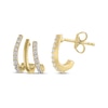 Thumbnail Image 3 of Diamond Three-Row Alternating J-Hoop Earrings 1/4 ct tw 10K Yellow Gold