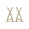 Thumbnail Image 2 of Diamond Crossover Huggie J-Hoop Earrings 1/4 ct tw 10K Yellow Gold