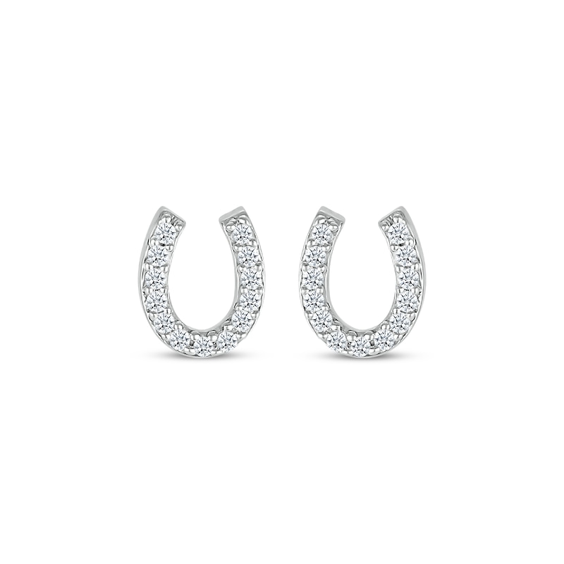 Main Image 2 of Diamond Horseshoe Stud Earrings 1/15 ct tw Sterling Silver