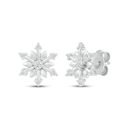 Diamond Snowflake Stud Earrings 1/10 ct tw Sterling Silver