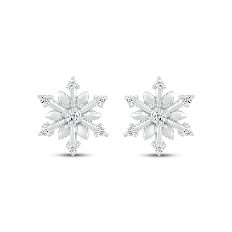 Diamond Snowflake Stud Earrings 1/10 ct tw Sterling Silver