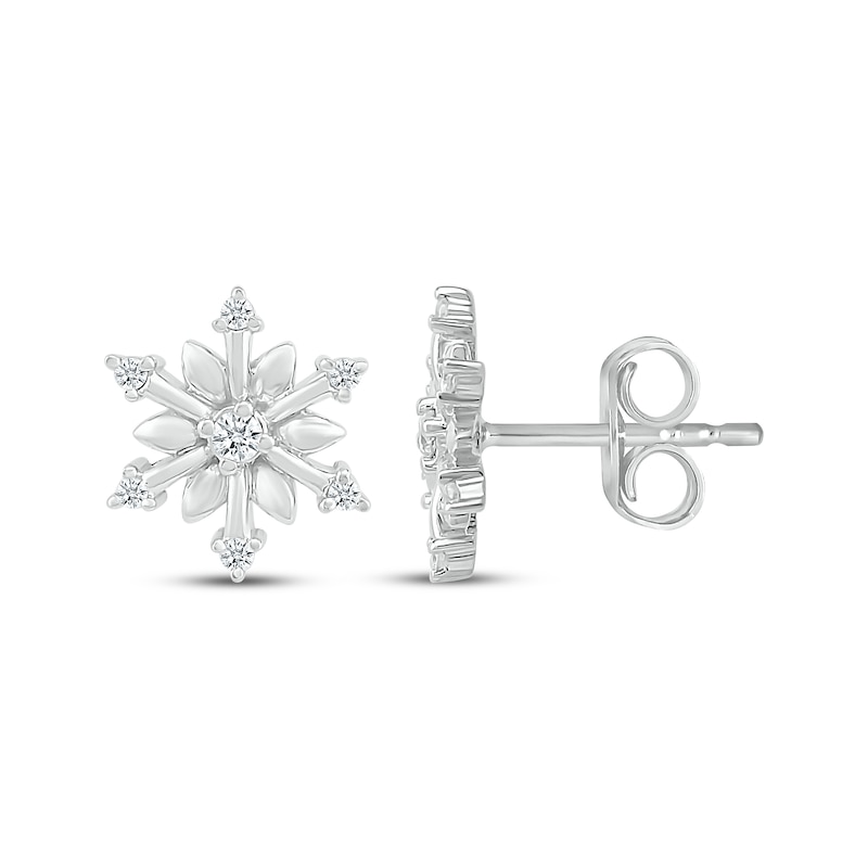 Diamond Snowflake Stud Earrings 1/10 ct tw Sterling Silver