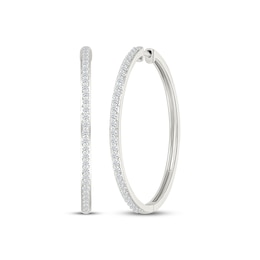 Diamond Hoop Earrings 1 ct tw 10K White Gold