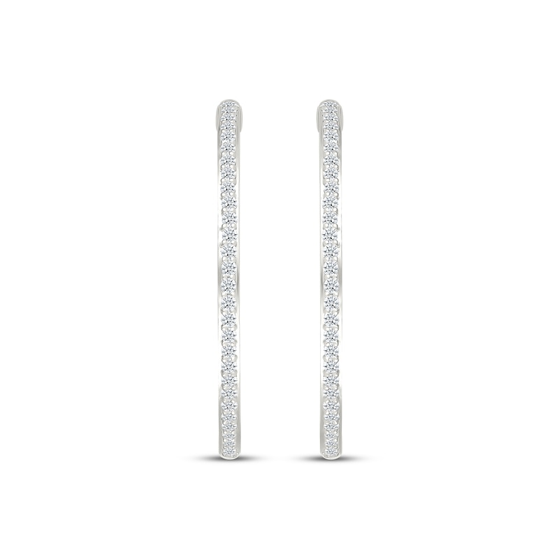 Main Image 2 of Diamond Hoop Earrings 1 ct tw 10K White Gold