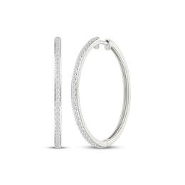 Diamond Hoop Earrings 1/2 ct tw 10K White Gold