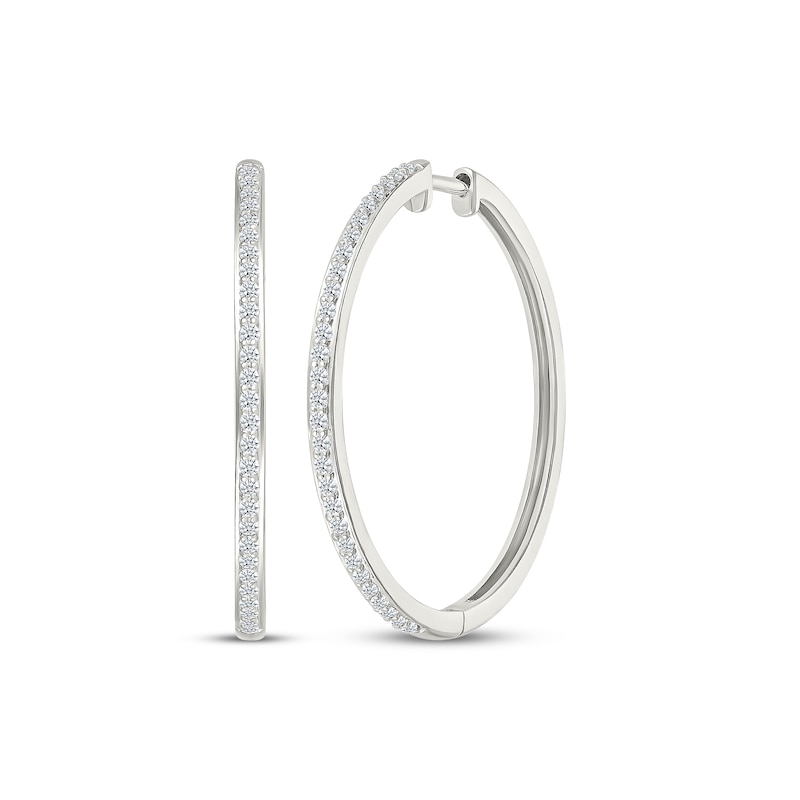 Main Image 1 of Diamond Hoop Earrings 1/2 ct tw 10K White Gold