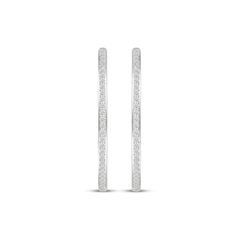 Main Image 2 of Diamond Hoop Earrings 1/2 ct tw 10K White Gold