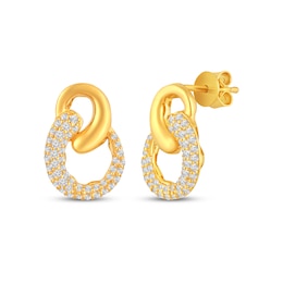 Diamond Chain Link Drop Earrings 3/8 ct tw 10K Yellow Gold
