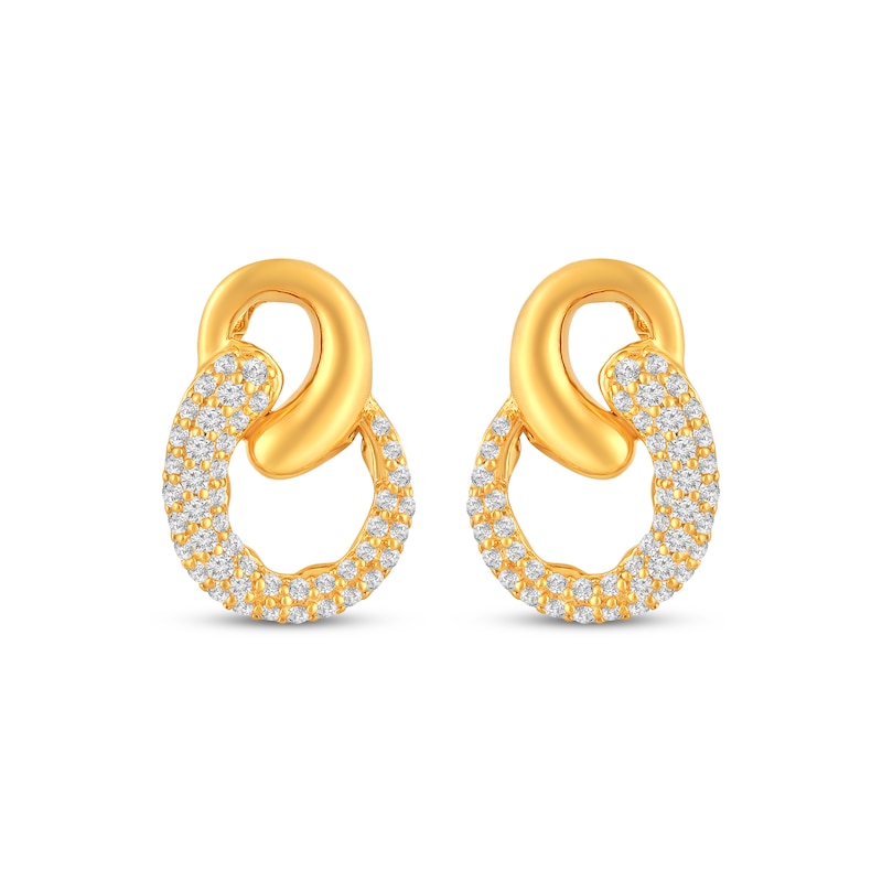 Diamond Chain Link Drop Earrings 3/8 ct tw 10K Yellow Gold