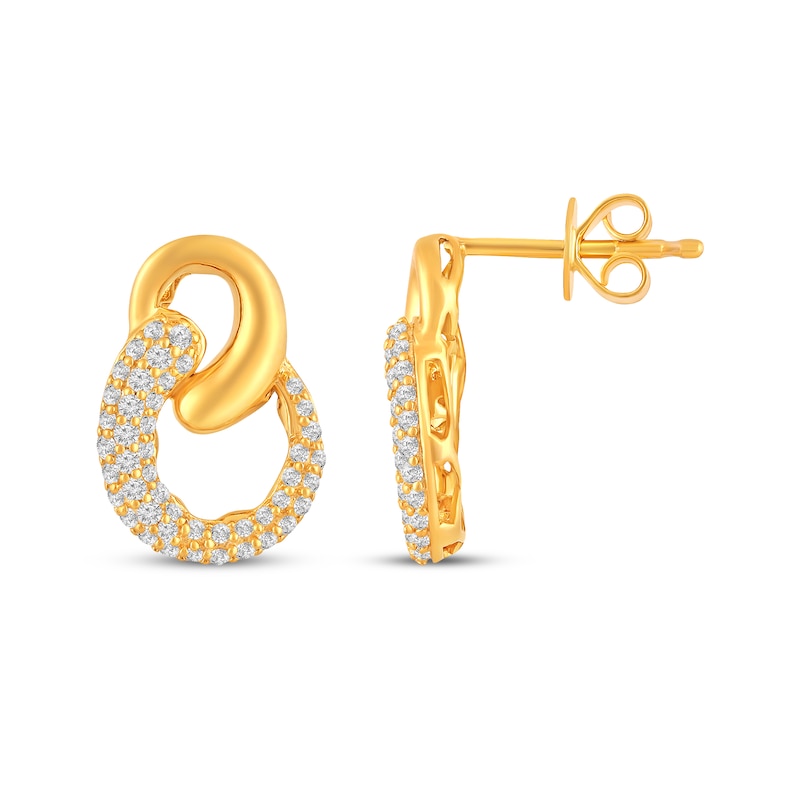 Diamond Chain Link Drop Earrings 3/8 ct tw 10K Yellow Gold