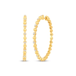 Diamond Beaded Hoop Earrings 1/2 ct tw 10K Yellow Gold