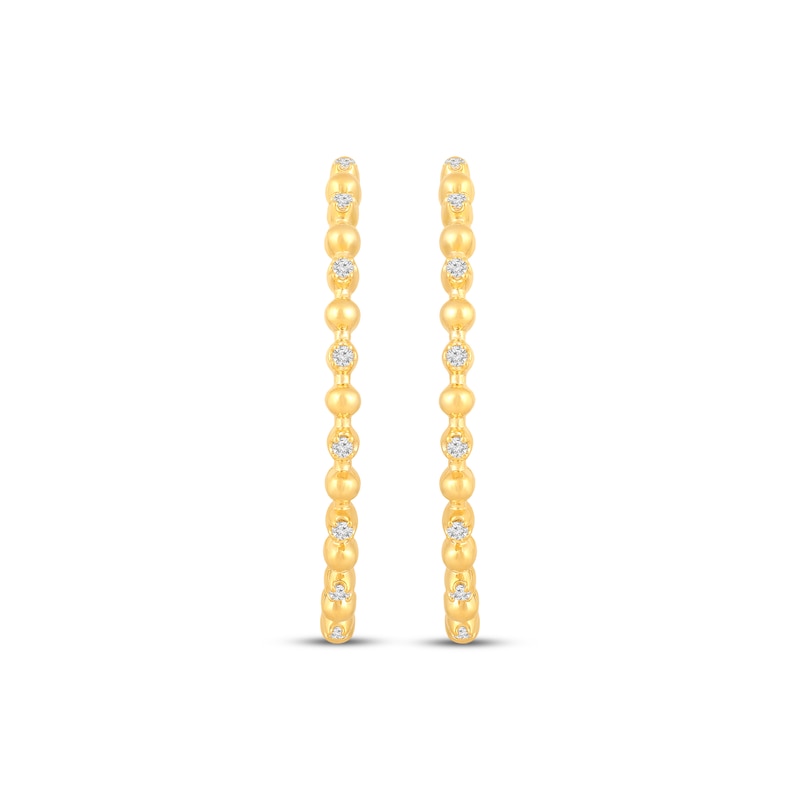 Diamond Beaded Hoop Earrings 1/2 ct tw 10K Yellow Gold