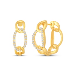 Diamond Chain Link Hoop Earrings 1/4 ct tw 10K Yellow Gold