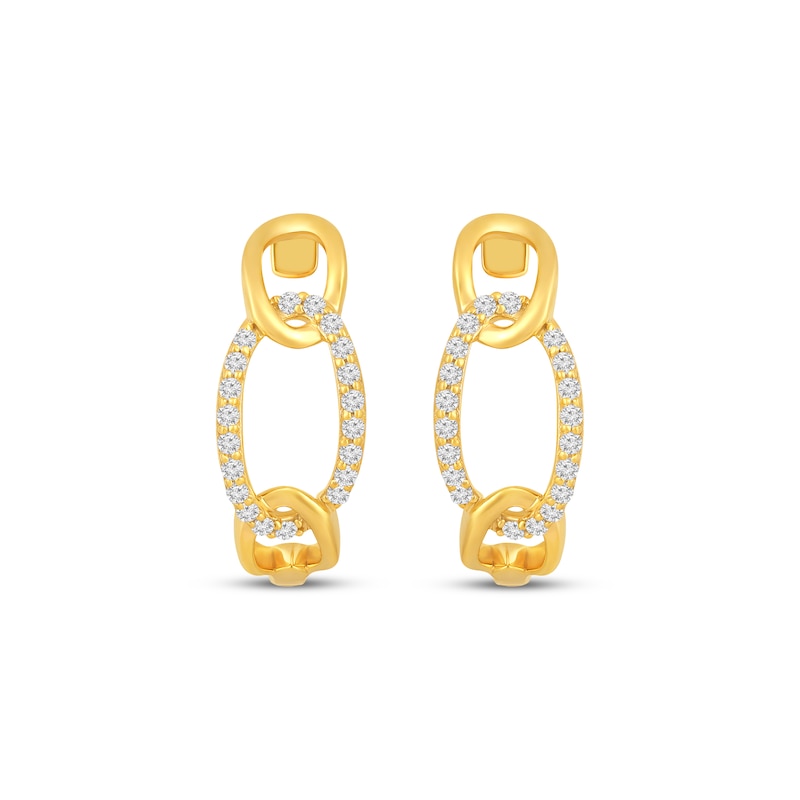 Main Image 2 of Diamond Chain Link Hoop Earrings 1/4 ct tw 10K Yellow Gold