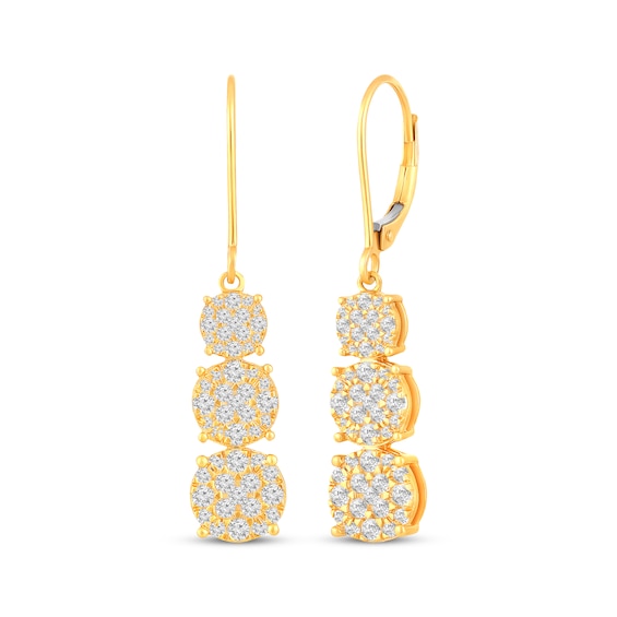 Multi-Diamond Graduated Drop Earrings 1 ct tw 10K Yellow Gold