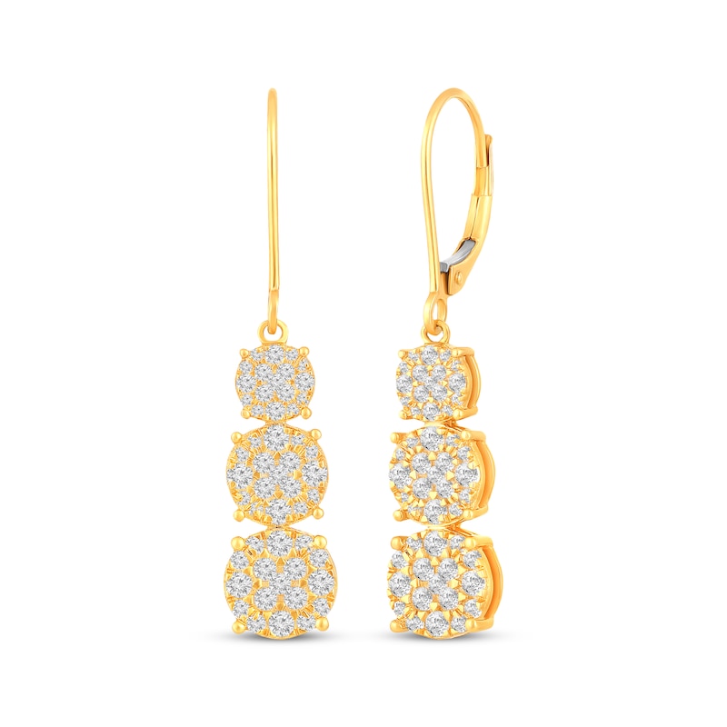 Main Image 1 of Multi-Diamond Graduated Drop Earrings 1 ct tw 10K Yellow Gold