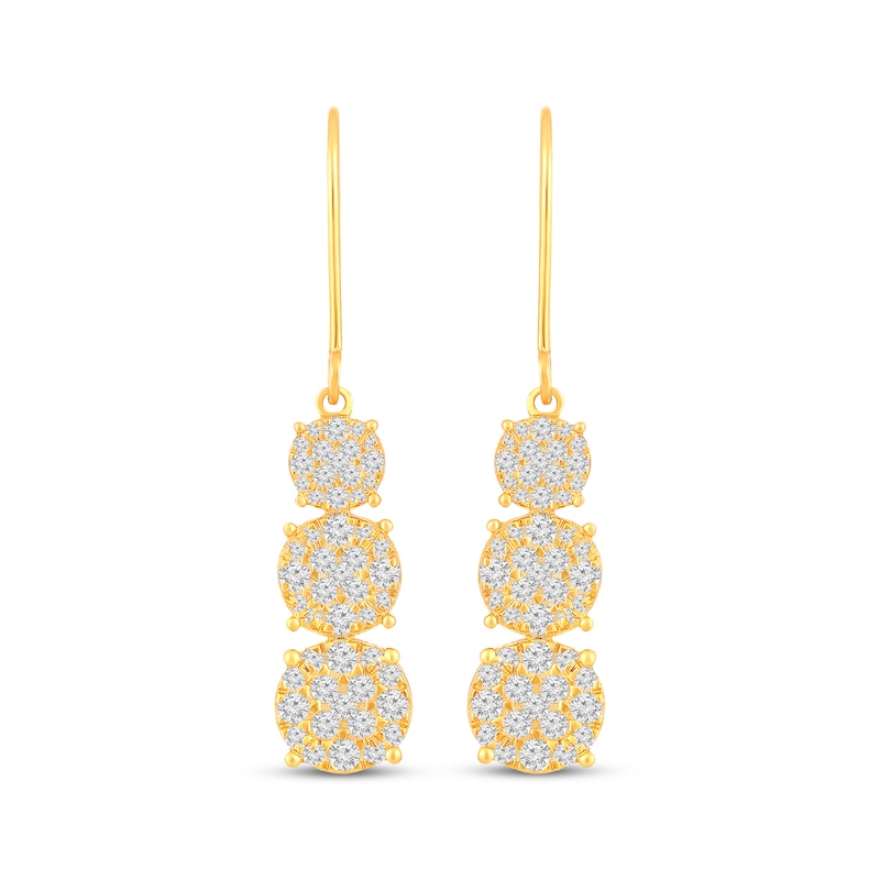 Main Image 2 of Multi-Diamond Graduated Drop Earrings 1 ct tw 10K Yellow Gold