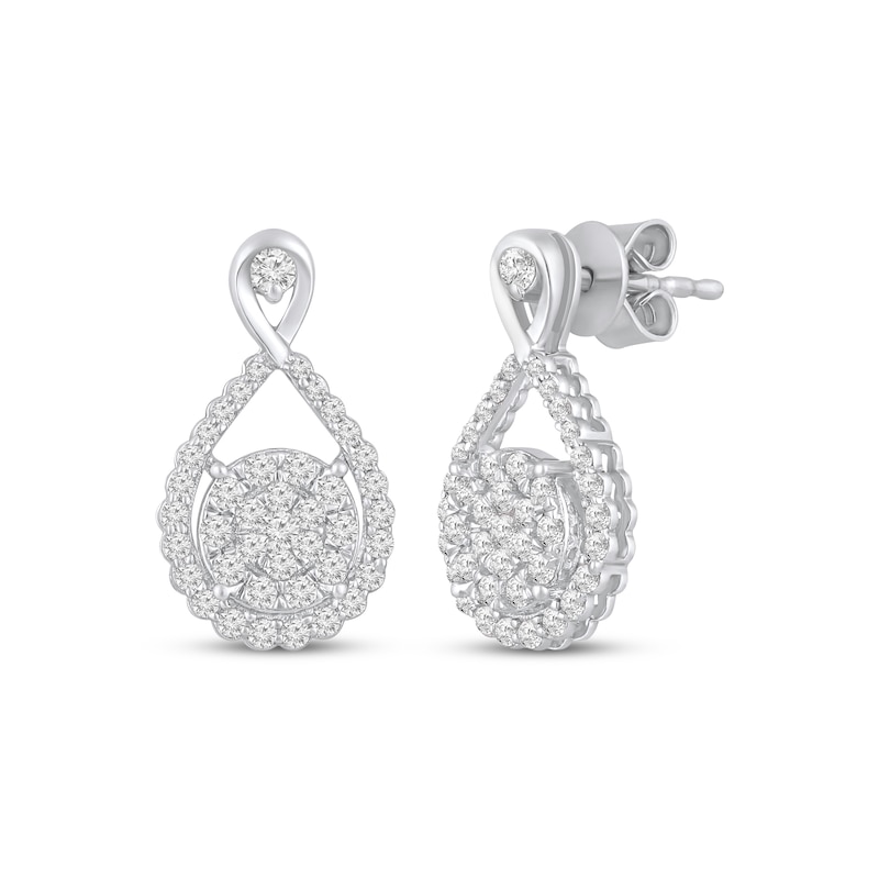 Multi-Diamond Infinity Earrings 5/8 ct tw 10K White Gold