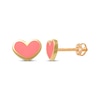 Thumbnail Image 0 of Children's Pink Enamel Heart Stud Earrings 14K Yellow Gold