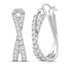 Thumbnail Image 1 of Diamond Crossover Oval Hoop Earrings 1 ct tw 10K White Gold