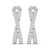 Thumbnail Image 2 of Diamond Crossover Oval Hoop Earrings 1 ct tw 10K White Gold