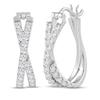 Thumbnail Image 1 of Diamond Crossover Oval Hoop Earrings 3/4 ct tw 10K White Gold