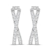 Thumbnail Image 2 of Diamond Crossover Oval Hoop Earrings 3/4 ct tw 10K White Gold