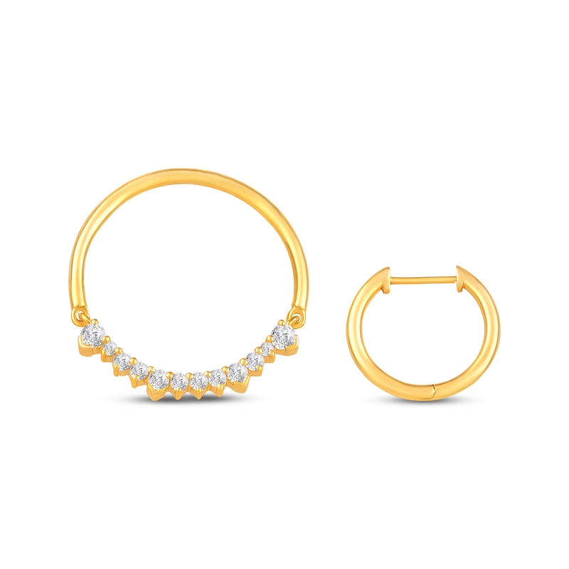 Diamond Convertible Circle Dangle & Hoop Earrings 1/2 ct tw 10K Yellow Gold