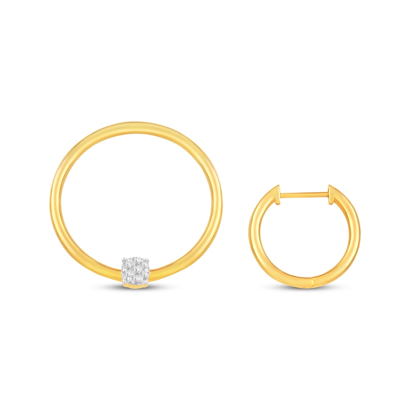 Main Image 4 of Multi-Diamond Convertible Circle Dangle & Hoop Earrings 1/10 ct tw 10K Yellow Gold