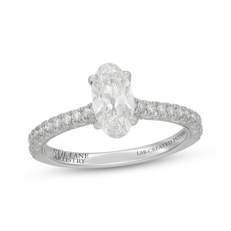 Main Image 1 of Neil Lane Artistry Heritage Oval-Cut Lab-Grown Diamond Engagement Ring 1-1/3 ct tw Platinum