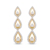 Thumbnail Image 2 of Diamond Triple Teardrop Dangle Earrings 1 ct tw 10K Yellow Gold