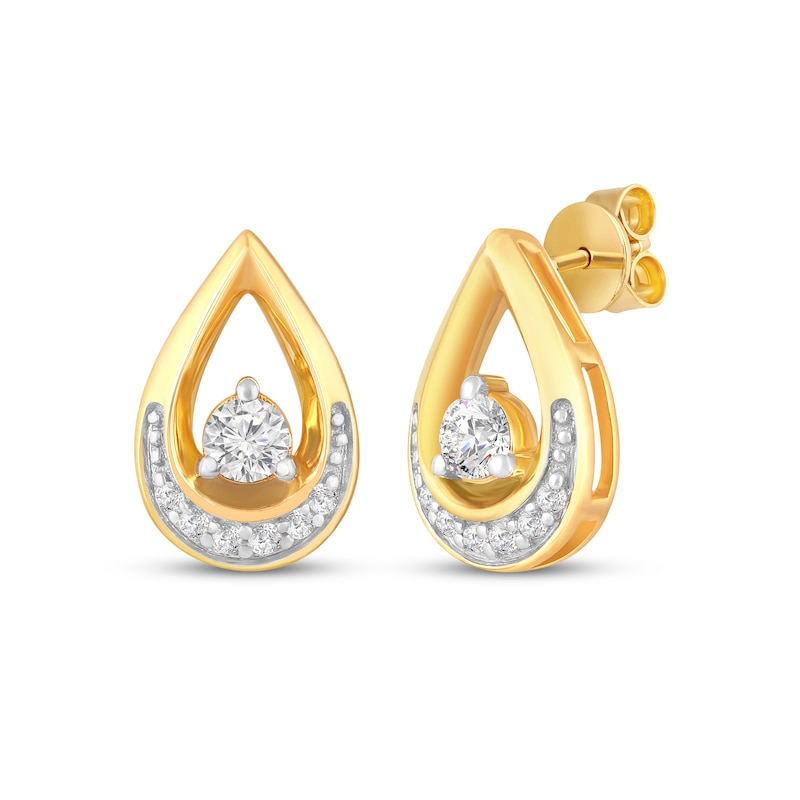 Main Image 1 of Diamond Teardrop Earrings 1/5 ct tw 10K Yellow Gold