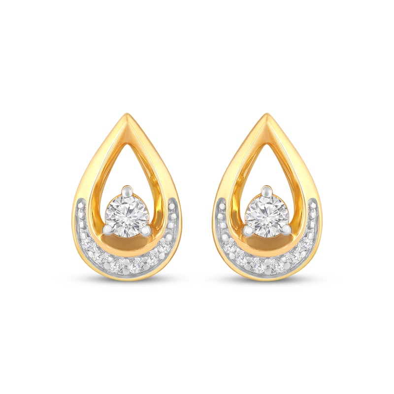 Main Image 2 of Diamond Teardrop Earrings 1/5 ct tw 10K Yellow Gold